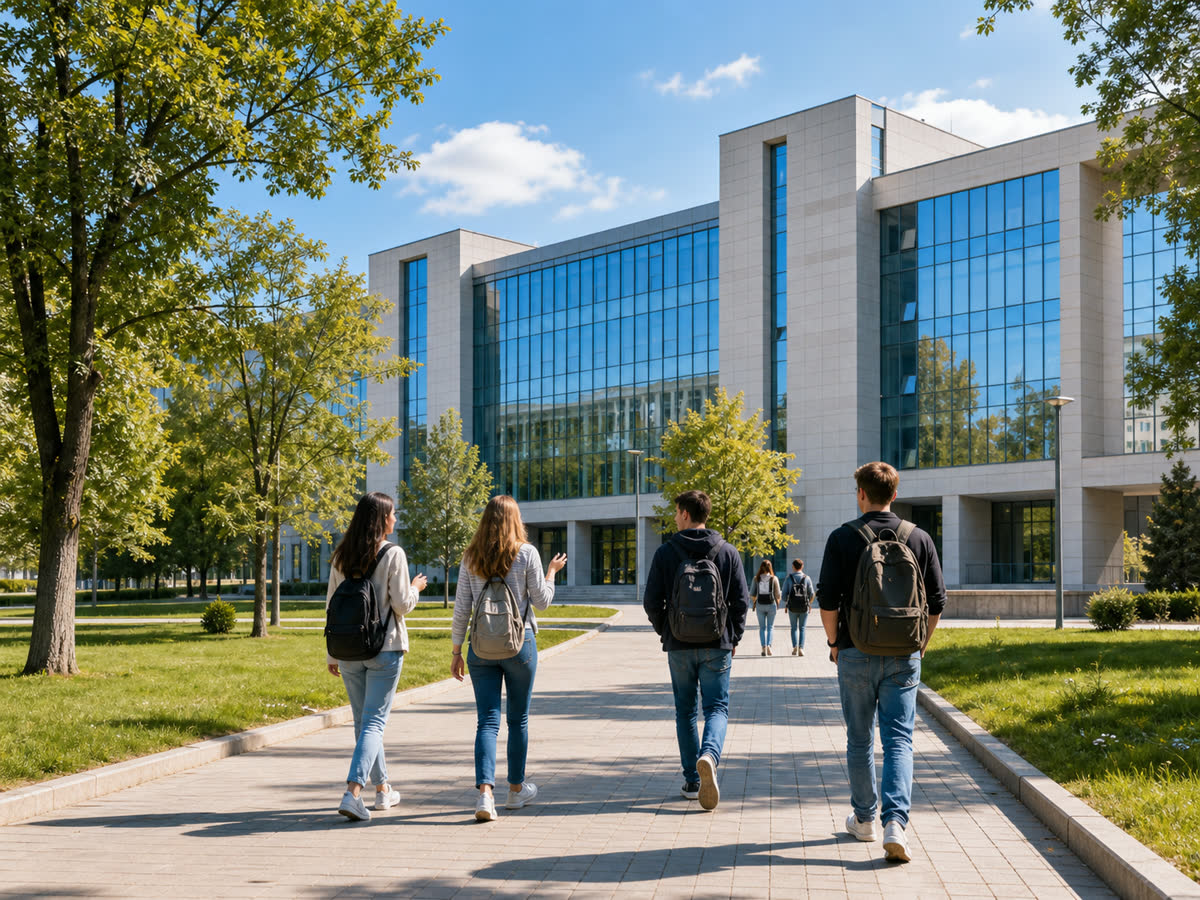 白俄罗斯大学校园步道和学生